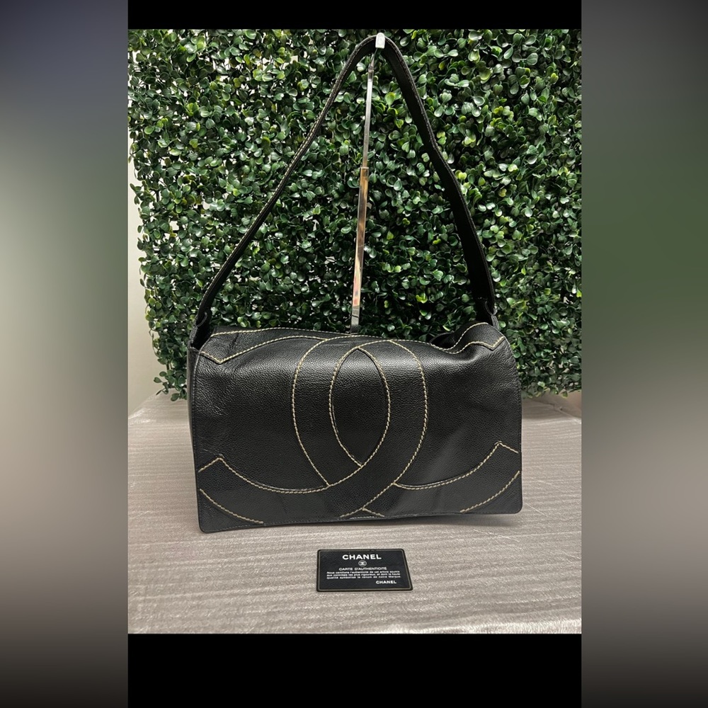 Chanel Jumbo Flap Caviar Stitched CC Shoulder Bag